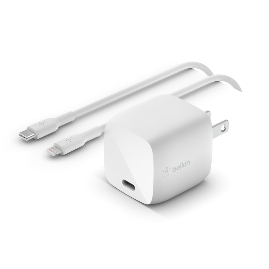 Chargers Belkin | Boostcharge 30W Usb-C Gan Wall Charger + Usb-C To Lightning Cable