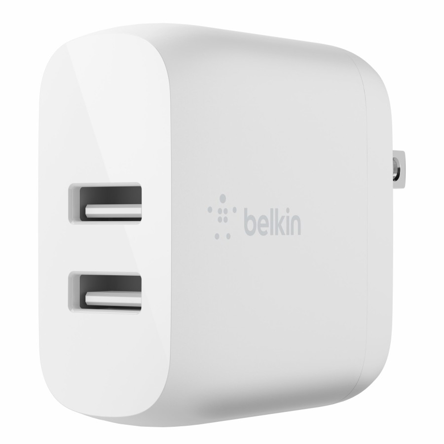 Chargers Belkin | Boostcharge Dual Usb-A Wall Charger 24W + Lightning To Usb-A Cable