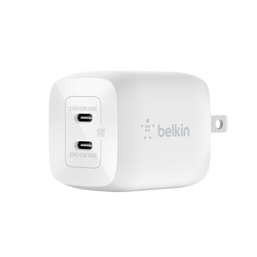 Chargers Belkin | Boostcharge Pro Dual Usb-C Gan Wall Charger With Pps 45W