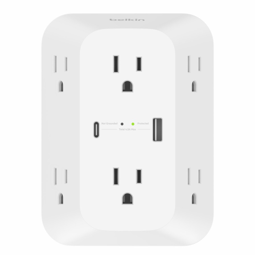 Surge Protectors & Power Strips Belkin | 6-Outlet Wall Charger + Usb-A And Usb-C Ports