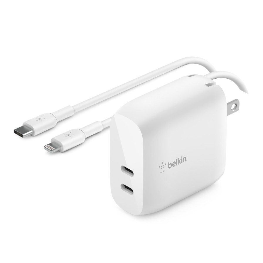 Chargers Belkin | Boostcharge Dual Usb-C Pd Wall Charger 40W + Usb-C To Lightning Cable