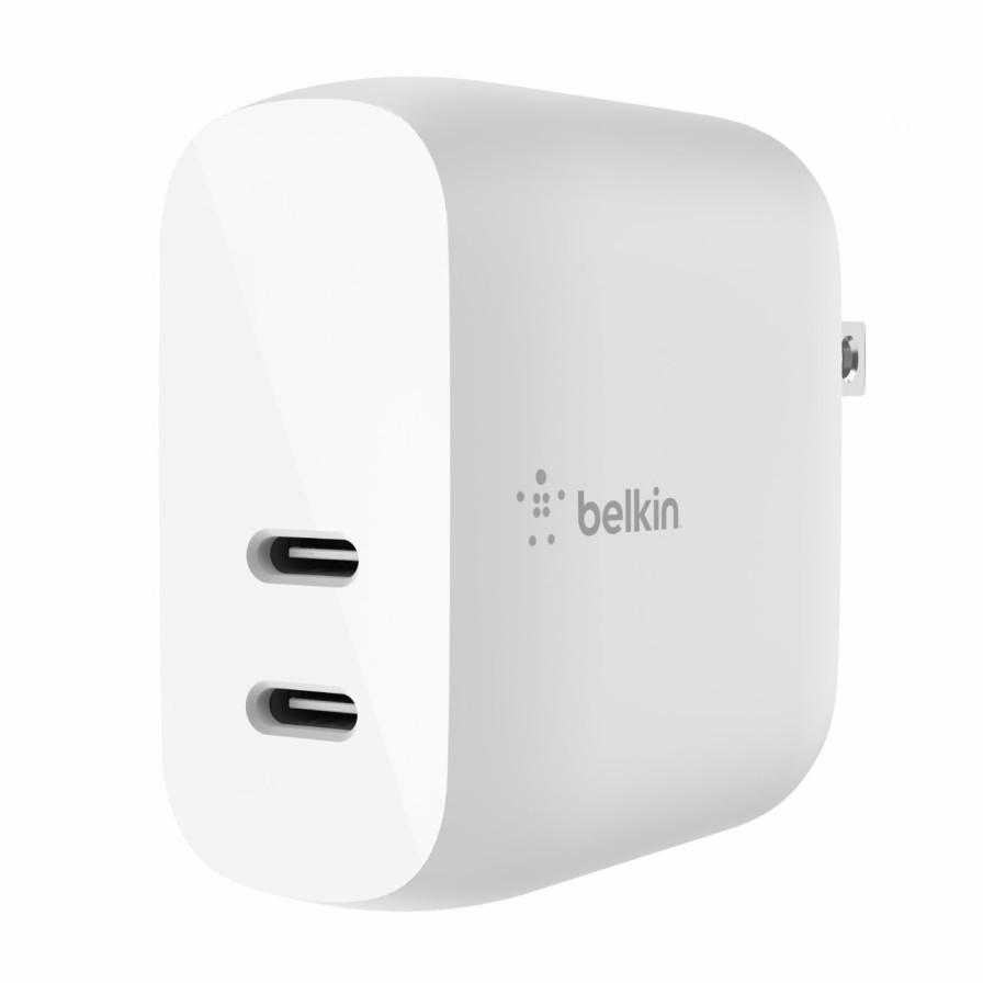 Chargers Belkin | Boostcharge Dual Usb-C Pd Wall Charger 40W + Usb-C To Lightning Cable